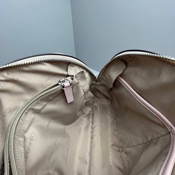 Calvin Klein Leather Light Pink Multi-Pocket Double Strap Hand Bag Purse - Picture 11 of 11